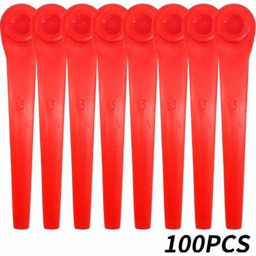 100 Pack Plastic Replacement Blades for Cordless Grass Trimmers, Durable Lawn Edging Accessories 2