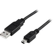 DELTACO USB 2.0 kabel Type A mannelijk - Type Mini B mannelijk 0,5 m, Zwart