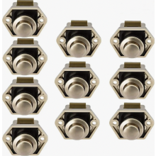 Druckknopf-Türriegel für Schränke, Wohnmobile, Campervans und Yachten, Nickel, 10er-Pack