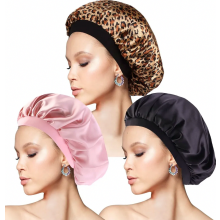 3er-Pack Seidenschlafhauben, verstellbare Satin-Haarkappen, atmungsaktive Nachthauben für Damen und Mädchen