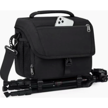Grote DSLR-cameratas met regenhoes, SLR-cameratas met opbergruimte voor lenzen en accessoires, zwart