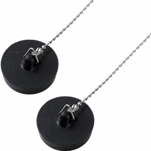 Set van 2 universele afvoerstoppen met roestvrijstalen kogelketting, afvoerstopjes voor gootstenen en badkuipen, 4,2 cm en 5 cm