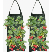 Set van 2 aardbeienkweekzakken met 8 plantvakken, ademende stoffen potten met handvatten voor kruiden en bloemen