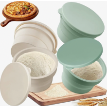 Caja para bolas de masa de pizza con tapa, juego de 4 piezas, silicona antiadherente, apta para congelador, microondas y lavavajillas.
