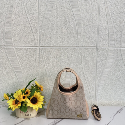 (Khaki) Presbyopic print solid color, lightweight daily handbag