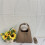 (Brown) Presbyopic print solid color, lightweight daily handbag 1