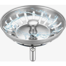 Tapón de desagüe universal de acero inoxidable de 80 mm con cesta coladora para fregaderos de cocina y lavabos.