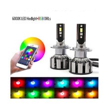 -h7 LED RGB-spot, compatibel met app en Bluetooth, meerkleurige bediening, LED-lampen H1, H4, H8, H9, H11, 9005, 900
