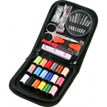 Kit de costura de viaje con 70 accesorios de costura, juego portátil de aguja e hilo para reparaciones domésticas.