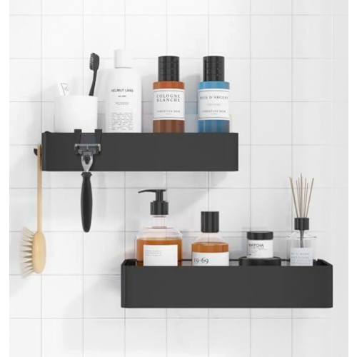 Ensemble de 2 étagères de douche antirouille, sans perçage, à séchage rapide.