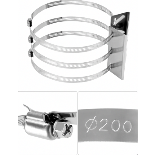 Universal CCTV Camera Mount, Stainless Steel Vertical Pole Bracket with Three Straps, 200 mm Diameter 2