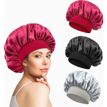 Schlafhaube aus Satin, 3er-Pack, weiche, verstellbare, elastische Haarbedeckung für Damen und Mädchen, Haarschutz für die Nacht