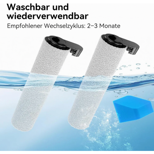 Replacement Roller Brushes for Cordless Wet and Dry Vacuum Cleaner, 2 Brushes and 1 Filter Element 2