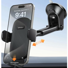 Car Phone Holder with Suction Cup, Windshield Mount, Adjustable Universal Smartphone Cradle, Compatible with Most Phones