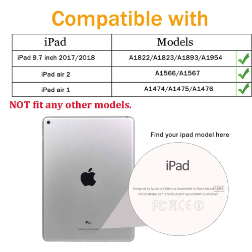 Protective Tablet Case for 9.7 Inch 5th and 6th Generation Models, 2017 and 2018, Lightweight Cover 1