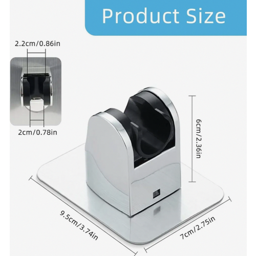 No Drill Shower Head Holder, Wall Mounted Handheld Shower Bracket, 45 Degree Adjustable, Bathroom 1