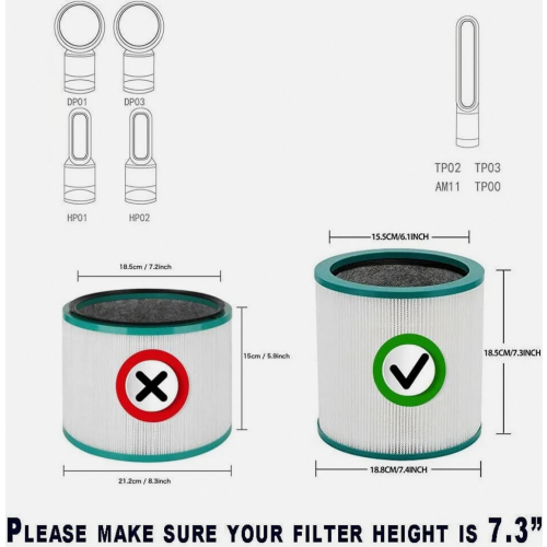 HEPA Replacement Filter for Air Purifiers, Compatible with AM11 TP00 TP02 TP03 BP01, High Efficiency 1