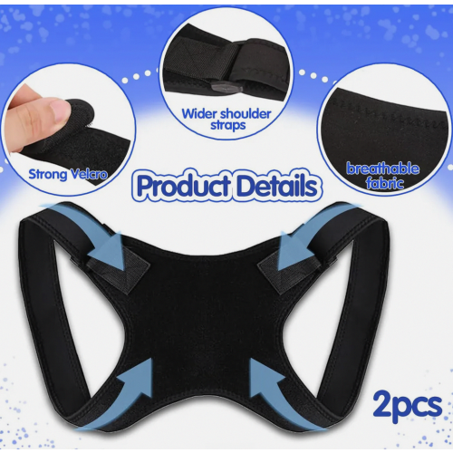 Posture Corrector for Men and Women, 2 Pack Adjustable Upper Back Support Brace for Neck and Shoulders 1