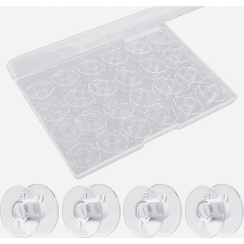 100 Pack Clear Plastic Sewing Machine Bobbins, Empty Thread Spools for Home Sewing and Craft Projects 2