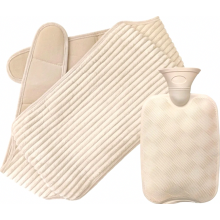 2-in-1 Hot Water Bottle with Wearable Belt, 2L Heat Pack for Neck, Shoulder, Back and Period Pain Beige