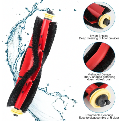 2 Piece Silicone Main Brushes for Robot Vacuum Cleaners, Washable Replacement Set, Removable Design 1