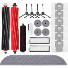 Vacuum Cleaner Replacement Kit, 2 Main Brushes, 2 HEPA Filters, 4 Mop Pads, 4 Side Brushes, 6 Dust Bags