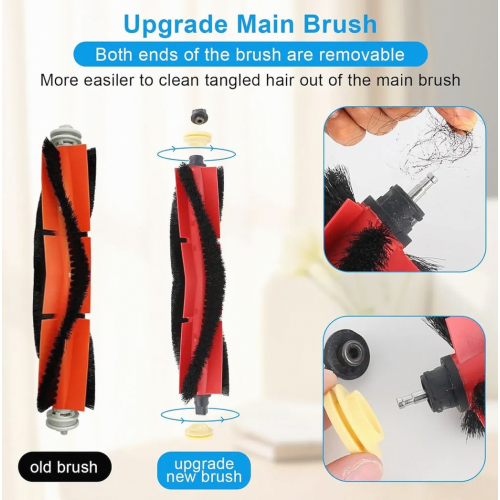 2 Piece Silicone Main Brushes for Robot Vacuum Cleaners, Washable Replacement Set, Removable Design 2