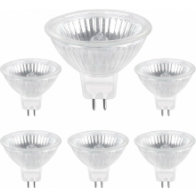 Confezione da 6 lampadine alogene MR16 GU5.3, 20W 12V dimmerabili, luce bianca calda 2700K, 205 lm, compatibili con portalampade MR16.