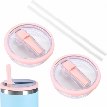 Confezione da 2 coperchi per bicchieri termici a tenuta stagna con cannuccia, coperchi di ricambio per bicchieri da 40 oz, tre colori, rosa