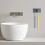 Porta spazzolini da parete con coperchio, 2 scomparti, organizer da bagno autoadesivo, grigio 4