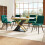 Nastopee Extendable Dining Table 120-160cm, White Marble Effect MDF Tabletop with Gold Cross Legs, Modern Kitchen Table 2