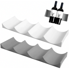 Portabottiglie per frigorifero, confezione da 2 portabottiglie impilabili, organizer antiscivolo per bevande da cucina, grigio e bianco