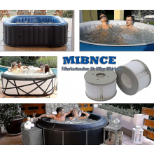 Confezione da 8 cartucce filtranti di ricambio per piscine gonfiabili e vasche idromassaggio, resistenti e facili da installare.