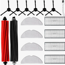 Kit di accessori per aspirapolvere da 17 pezzi con 2 spazzole principali, 4 panni per la pulizia, 4 filtri, 6 spazzole laterali e spazzola p
