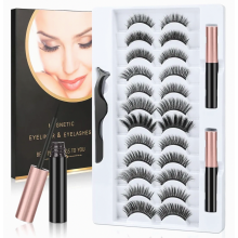 Ciglia magnetiche con eyeliner liquido, ciglia finte 3D spesse e naturali, pinzette, impermeabili, riutilizzabili, 12 paia