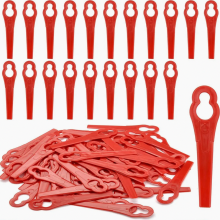 Pacote com 100 lâminas de reposição de plástico para aparadores de grama sem fio, acessórios duráveis para corte de bordas de gramados.