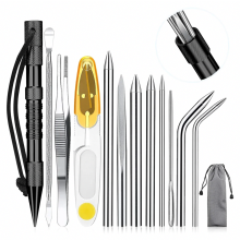Conjunto de agulhas e pregos de aço inoxidável para paracord, ferramentas para costura, amarração e nós, preto
