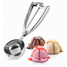 Colher de sorvete em aço inoxidável com gatilho, 6,35 cm (2,5 polegadas), ideal para massas, cupcakes e bolinhas de melão.