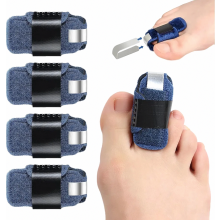 Corretor de dedos em martelo para mulheres e homens, pacote com 4 alinhadores e espaçadores para dedos curvados, azul.