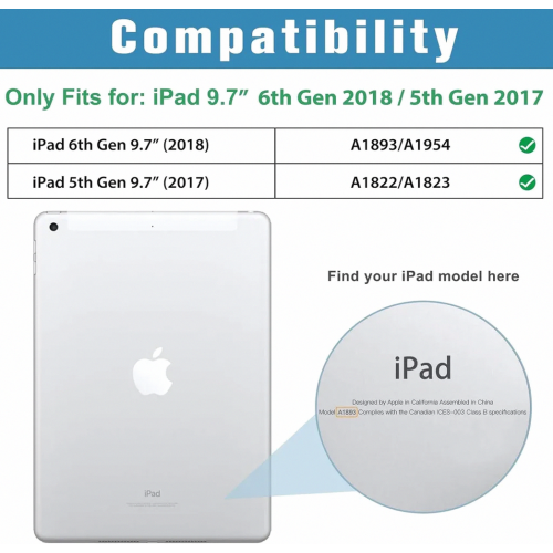 Capa protetora para tablet de 9,7 polegadas, compatível com modelos de 5ª e 6ª geração, Smart Cover, preta. 1