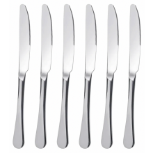 Conjunto de 6 facas de mesa, facas de jantar de aço inoxidável de 23 cm, acabamento polido, próprias para lava-louças.