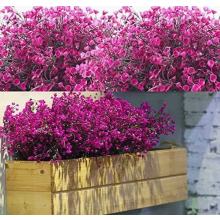 Conjunto de 12 arbustos de flores artificiais, plantas externas resistentes aos raios UV para decoração de casa e jardim, fúcsia.