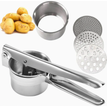 Espremedor de batatas em aço inoxidável, prensa de gelo para spaetzle e espaguete com 3 inserções intercambiáveis.
