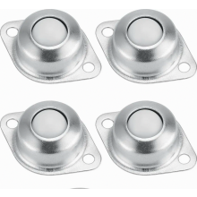 Conjunto de 4 rodízios esféricos pequenos e resistentes para móveis, com 2 furos de montagem, ideais para movimentar armários.