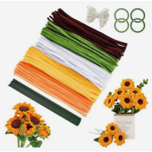 Conjunto de artesanato com 500 peças de arame de chenille para flores, fita adesiva, limpadores de cachimbo de 30 cm e 5 cores.