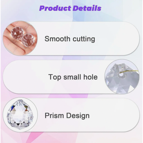 24 enfeites de cristal para pendurar, gotas de cristal transparente de 20 mm (0,8 polegadas) para decoração de casa e casamentos. 1