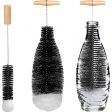 Conjunto de 2 escovas para limpeza de garrafas de vidro, limpeza suave sem riscos, cerdas de nylon duráveis.