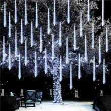 LED Meteor Shower Christmas Lights 8 Tubes Waterproof White 30cm Outdoor Tree Yard Decor