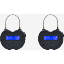 Zestaw 2 inteligentnych zamków czasowych z wyświetlaczem LCD i ładowalnym przez USB timerem, w kolorze czarnym do domu, biura i podróży