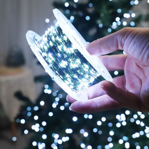 30m 300 LED Cold White Fairy String Lights Green Wire Remote Timer 8 Modes Dimmable